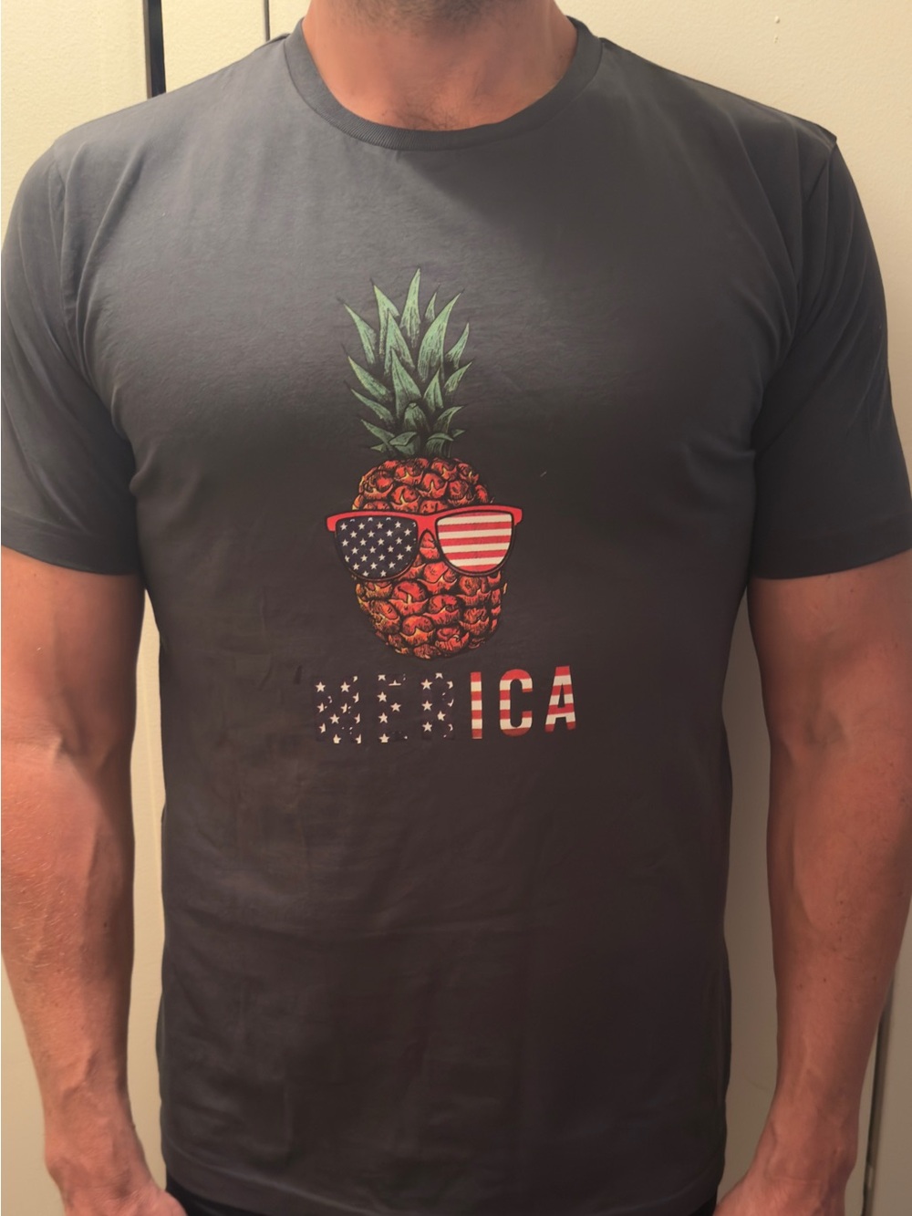 Denim & Flower Men's Pineapple T-Shirt ‘Merica July 4th M
